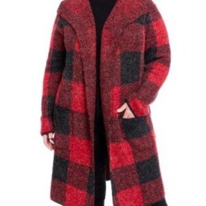 Joseph A Red and Black Cozy Buffalo Plaid sweater
